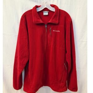 Columbia Fleece Jacket Womens Large Red Full Zip Pockets Outdoor